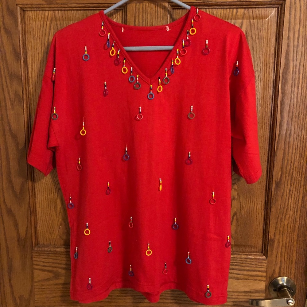 Unique Vintage Women’s Shirt with Beading